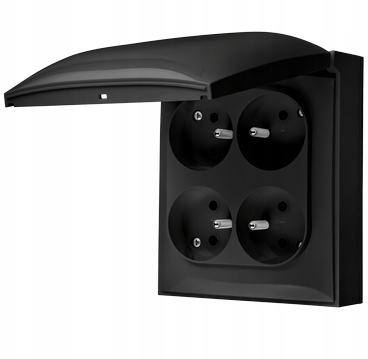 SIMON AQUACLICK Gniazdo poczwórne natynkowe klapka