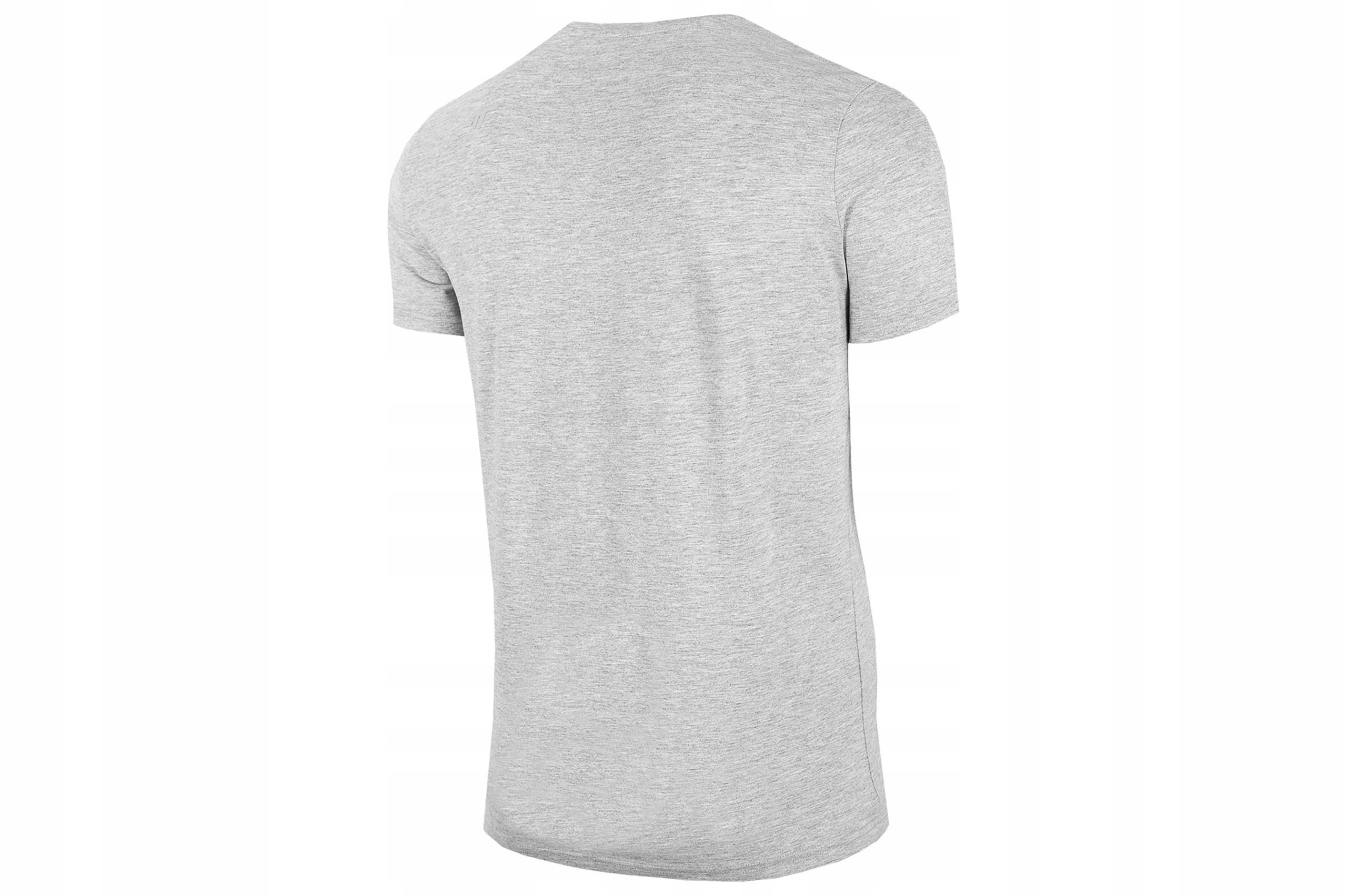 T-SHIRT 4F MĘSKI H4Z22 TSM352 SZARY R. M Dekolt okrągły