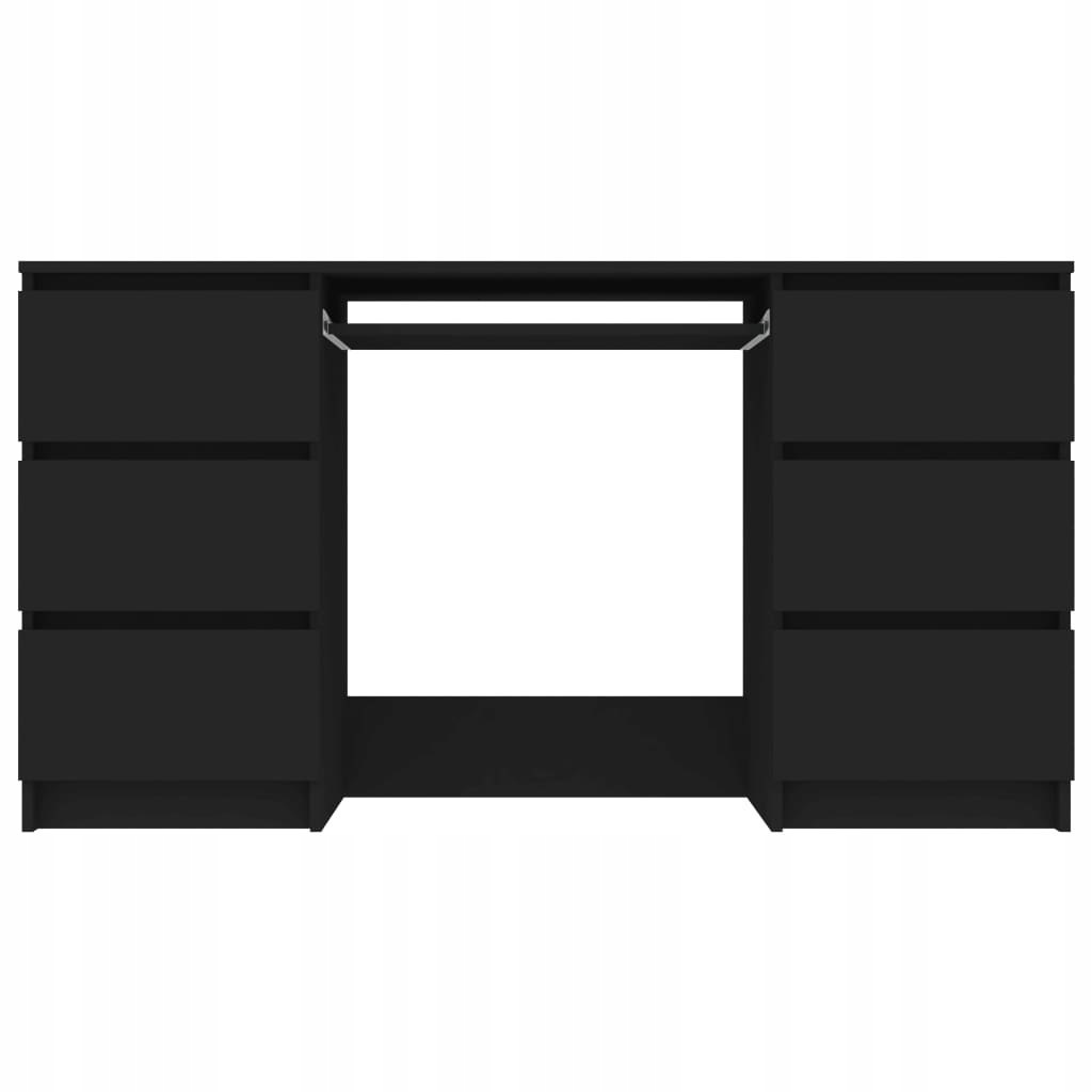 Biurko, czarne, 140x50x77 cm, płyta wiórow Szerokość mebla 140 cm