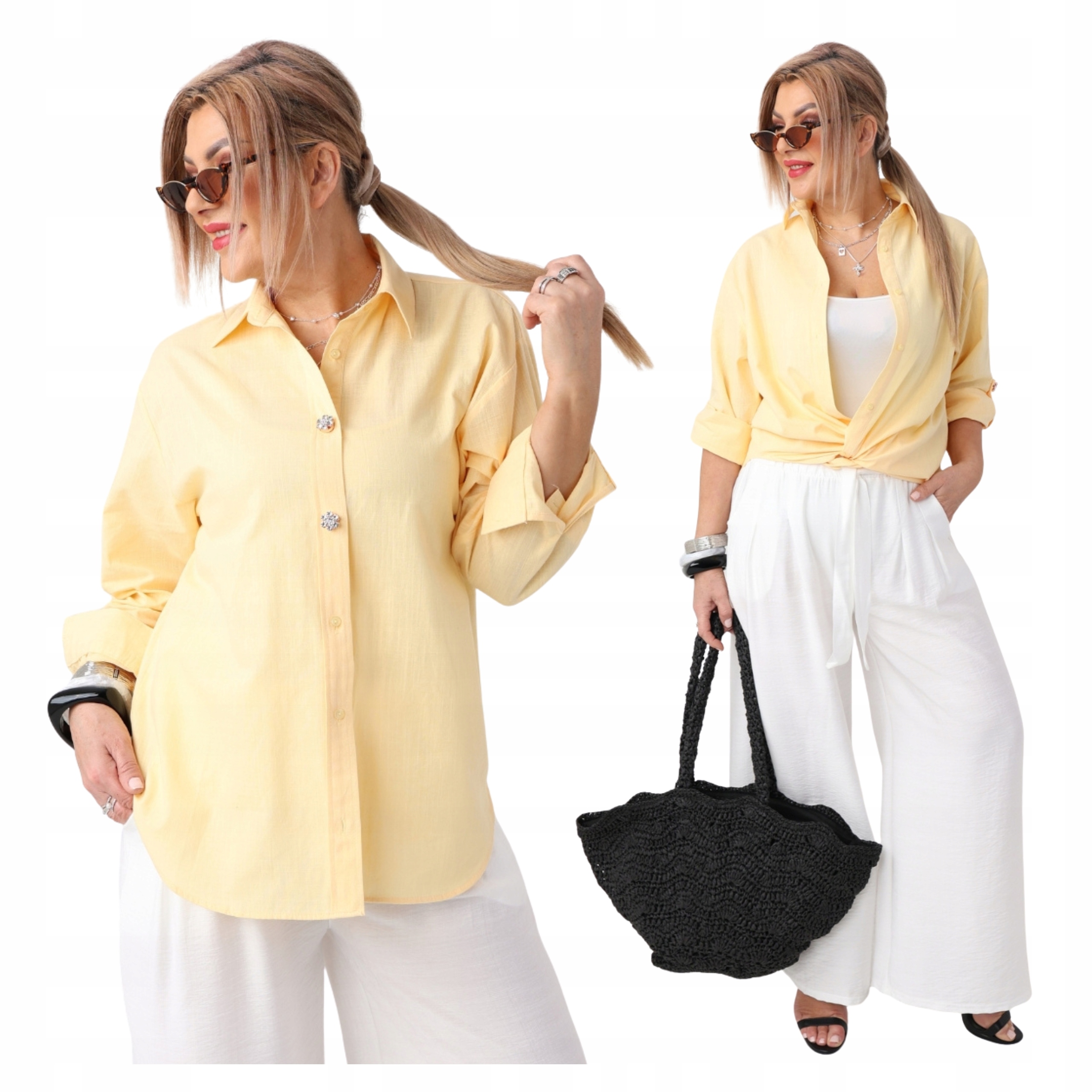 koszula damska gładka rozpinana bawełniana duże rozmiary