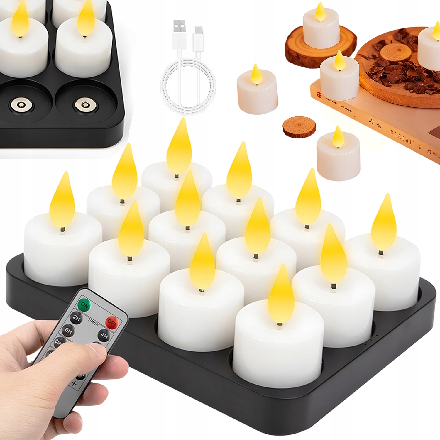 12 Ks Led Svíček S Dálkovým Ovládáním, Magnetické Nabíjení, 150 Mah, Dekorace Na Stůl