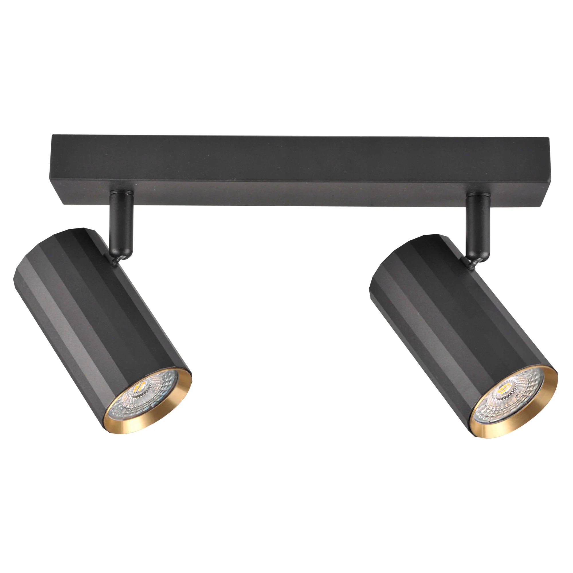 Stropní nástěnná lampa lišta černá zlatá 2 reflektory 26 cm Polux