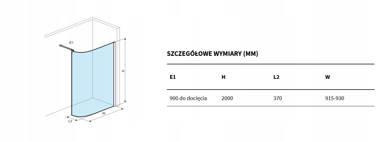 EXCELLENT VIDOQ ścianka gięta 930x2000 złoto Marka Excellent