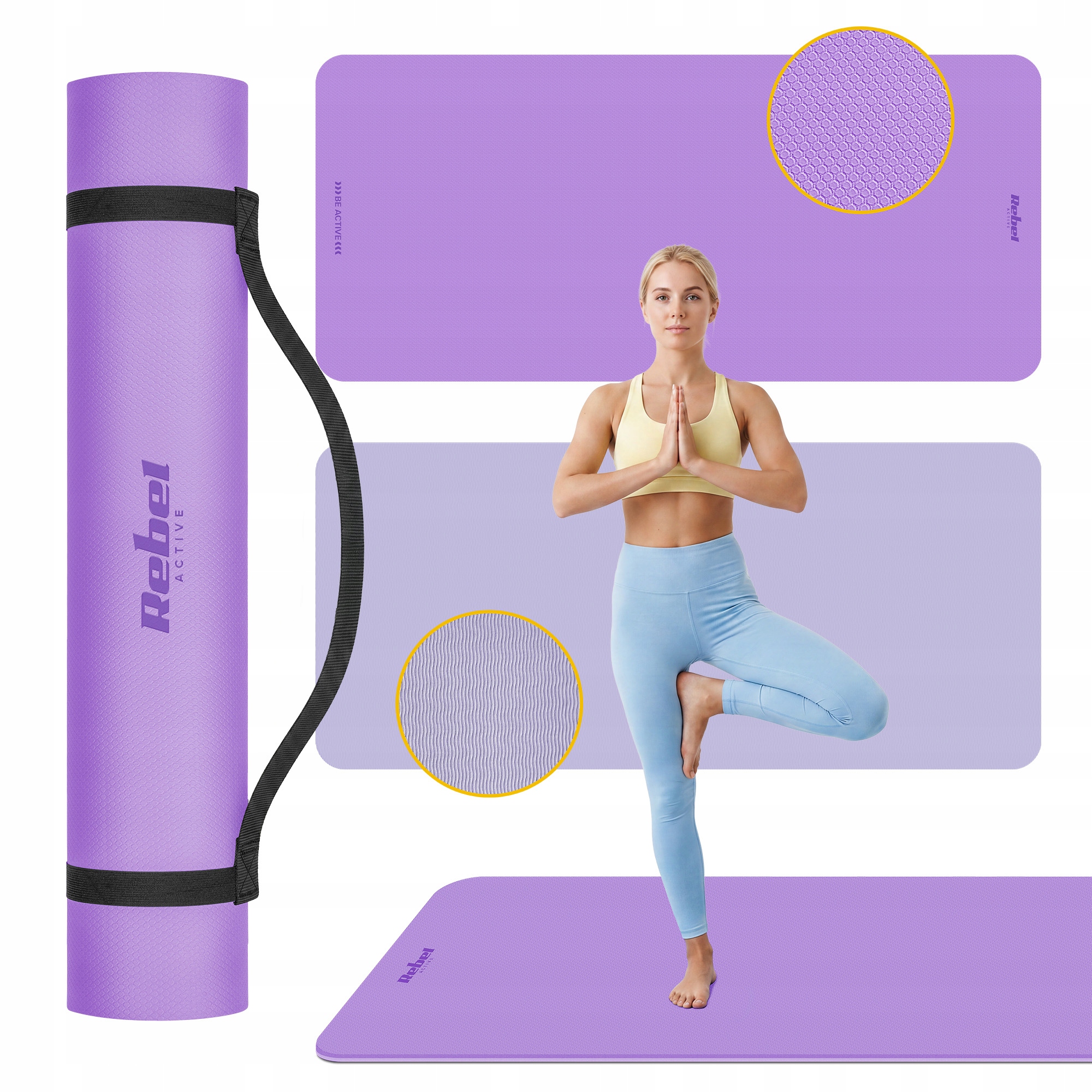 Gymnastická podložka na cvičení jógy pilates fitness 200 x 90 cm Tpe 1 cm Rebel
