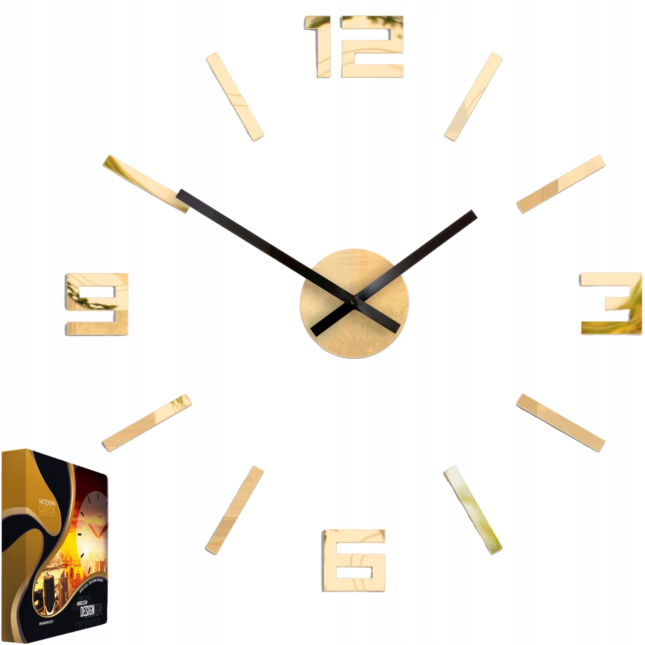 Akrylové nástěnné hodiny Quartzový mechanismus Arabic Gold Mirror Kulatý