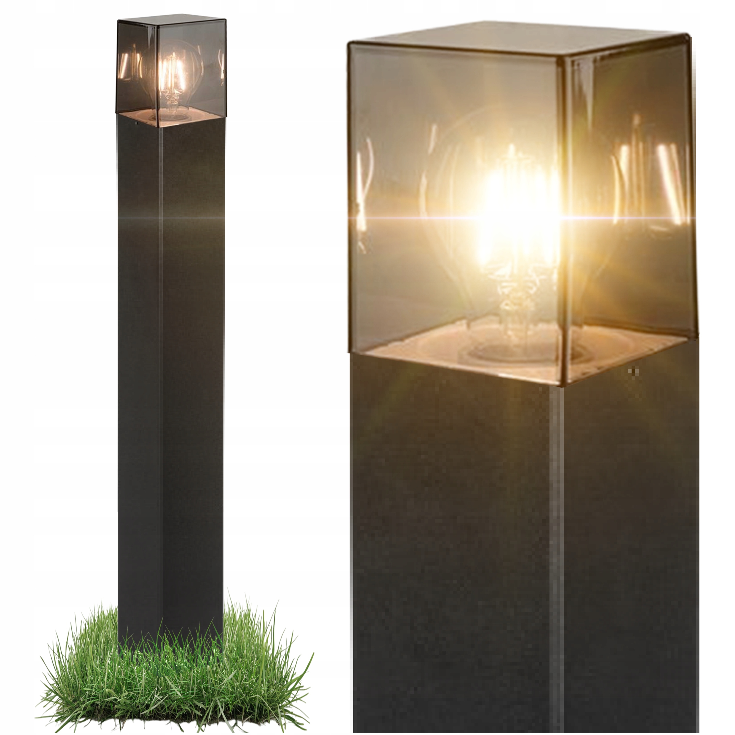 Lampa Led Ogrodowa stojąca słupek 80cm zewnętrzna E27 Czarna