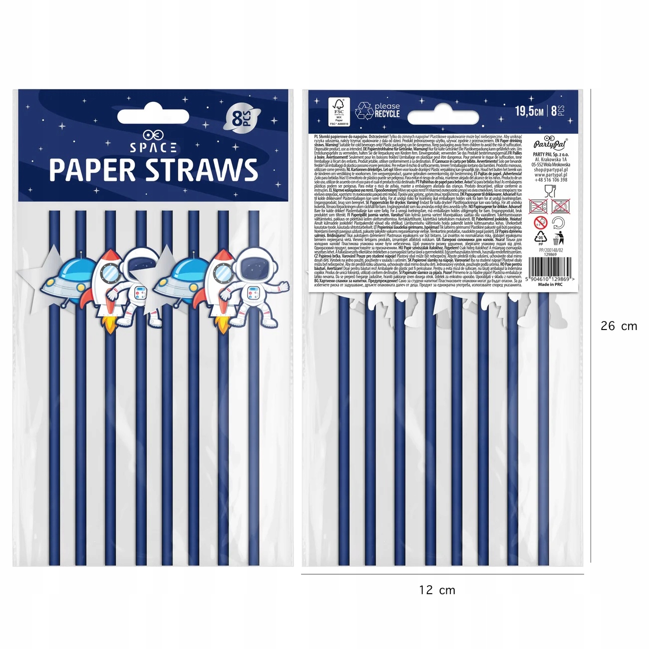 Słomki KOSMOS ufo rakieta na kosmiczne urodziny x8 Marka Party Deco