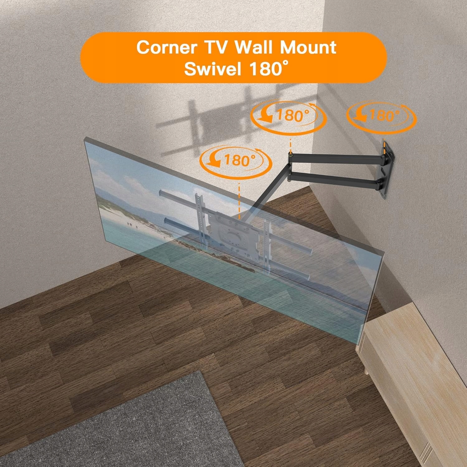 WHYFONE Uchwyt TV Ścienny 32-70 Cal Neigany Obrotowy Do 45kg VESA 600x400 — miniatura 3