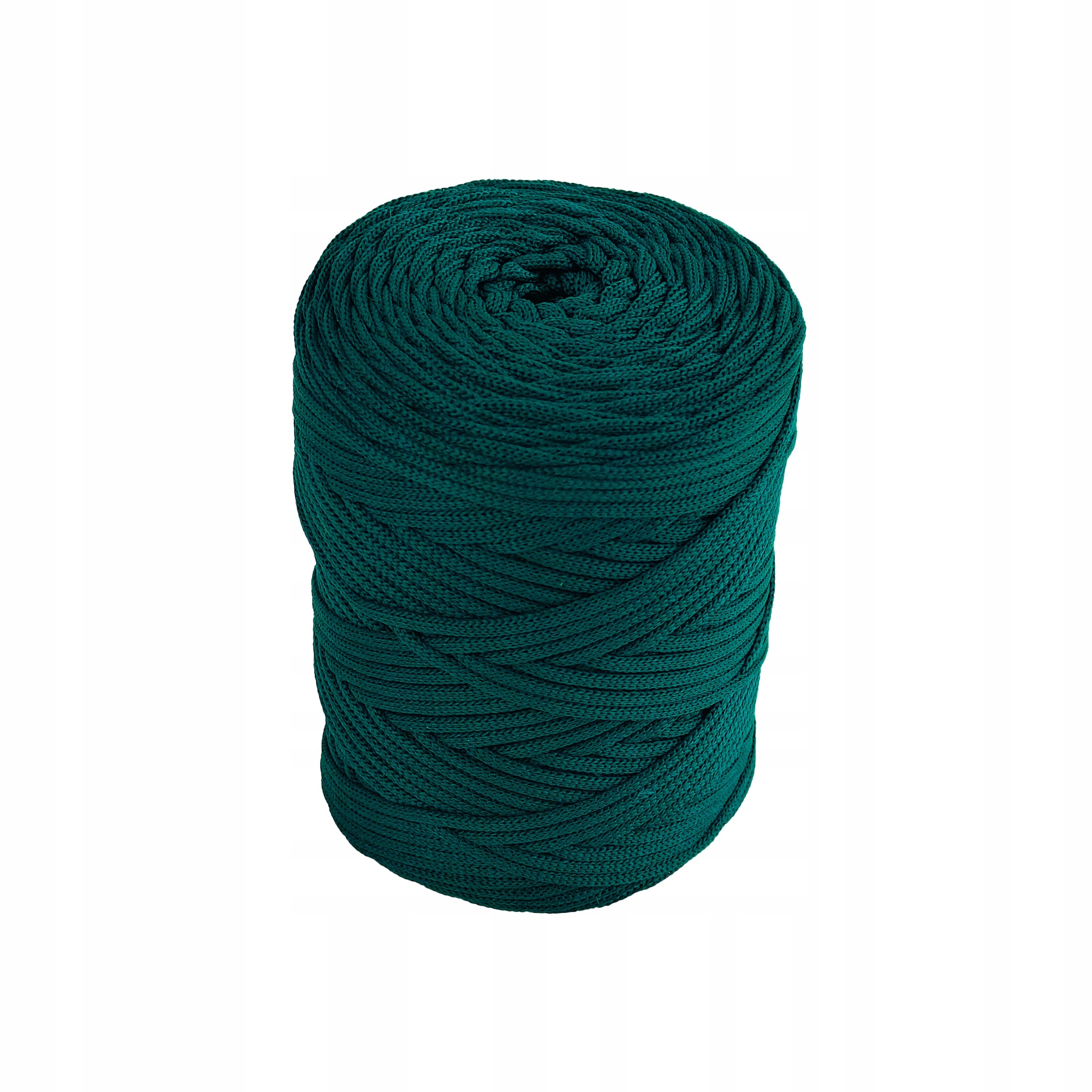 Pletená šňůra 5 mm zelená polyesterová pro makramé tašky 100 m plochá