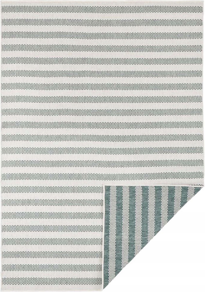 Koberec na terasu 200x290 cm obojstranný, šnúrkový, zeleno-krémový