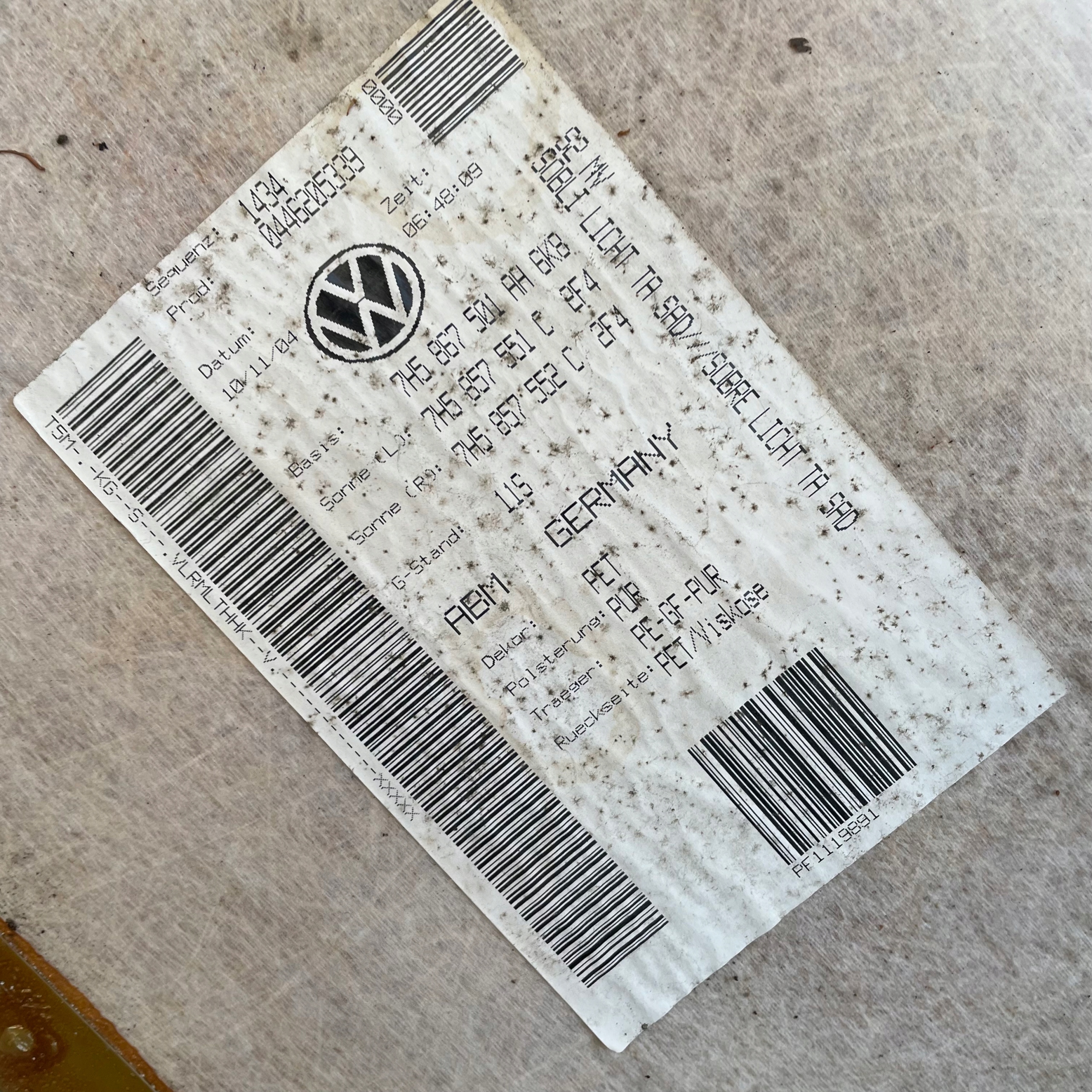 PODSUFITKA VW T5 MULTIVAN 2.5 TDI 7H5867501 Producent części Volkswagen OE