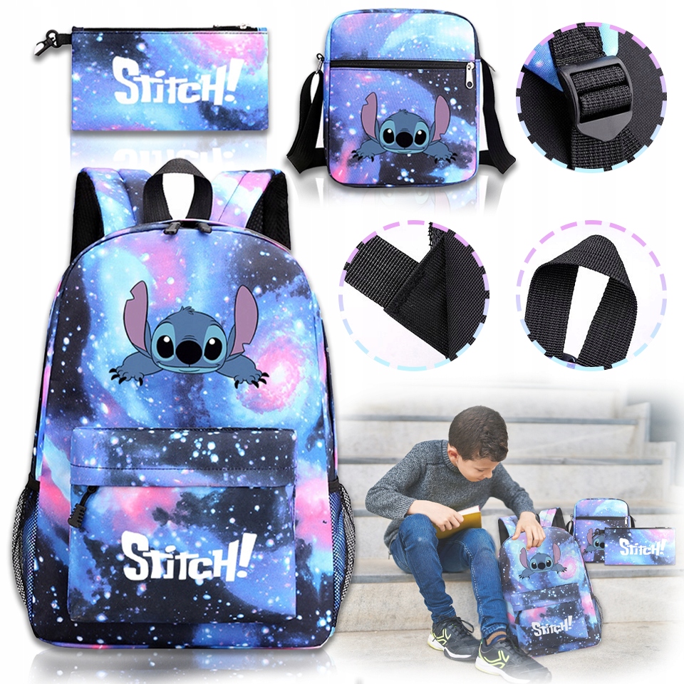 STICH PLECAK SZKOLNY ZESTAW PIÓRNIK TORBA 3W1 Lilo i Stitch, Wielokolorowy Kolor Wielokolorowy