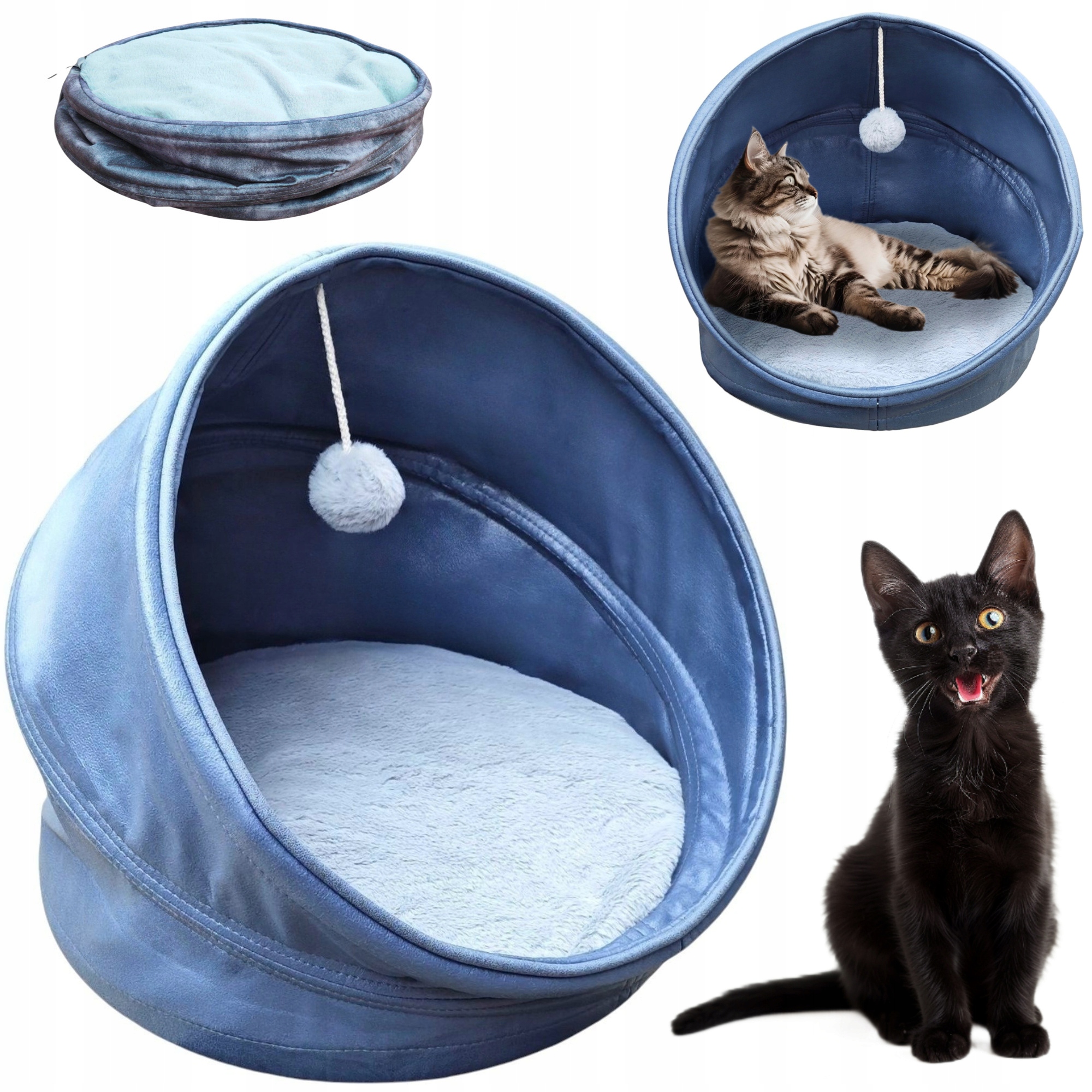 Levně Pelíšek pro kočky Pohodlné Měkké Velké Skládací Potah Tunel 45 cm