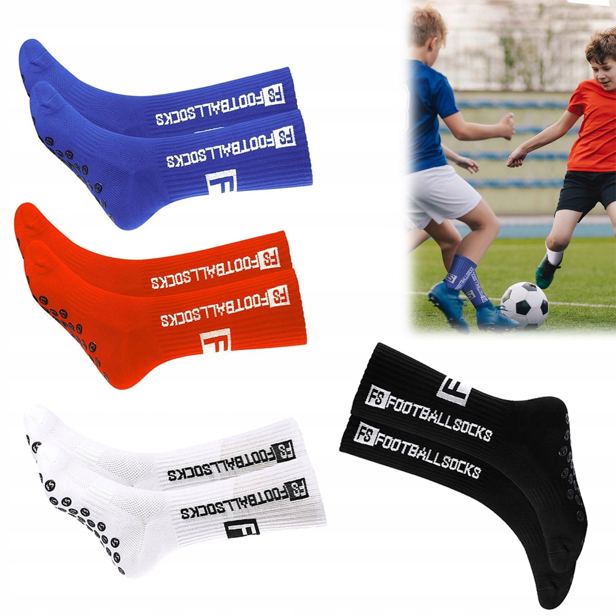 8pcs Skarpety Antypoślizgowe sportowe Skarpetki piłkarskie Długie 36-40