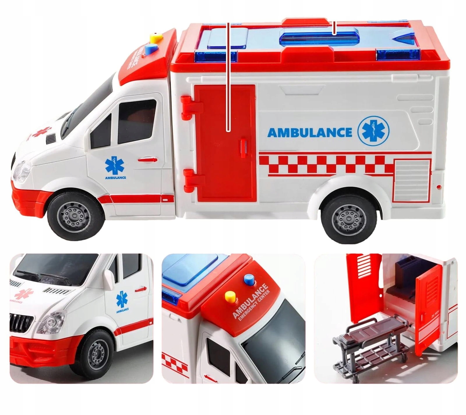 АВТОМОБІЛЬ ШВИДКОЇ ДОПОМОГИ НА СВІТЛІ ЗВУКУ ТА БАТАРЕЙКАХ Матеріал: пластик