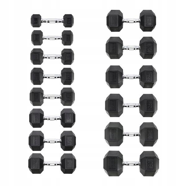 Sztangielka gumowana sześciokątna 18kg HMS HEX PRO Waga 1x 18 kg