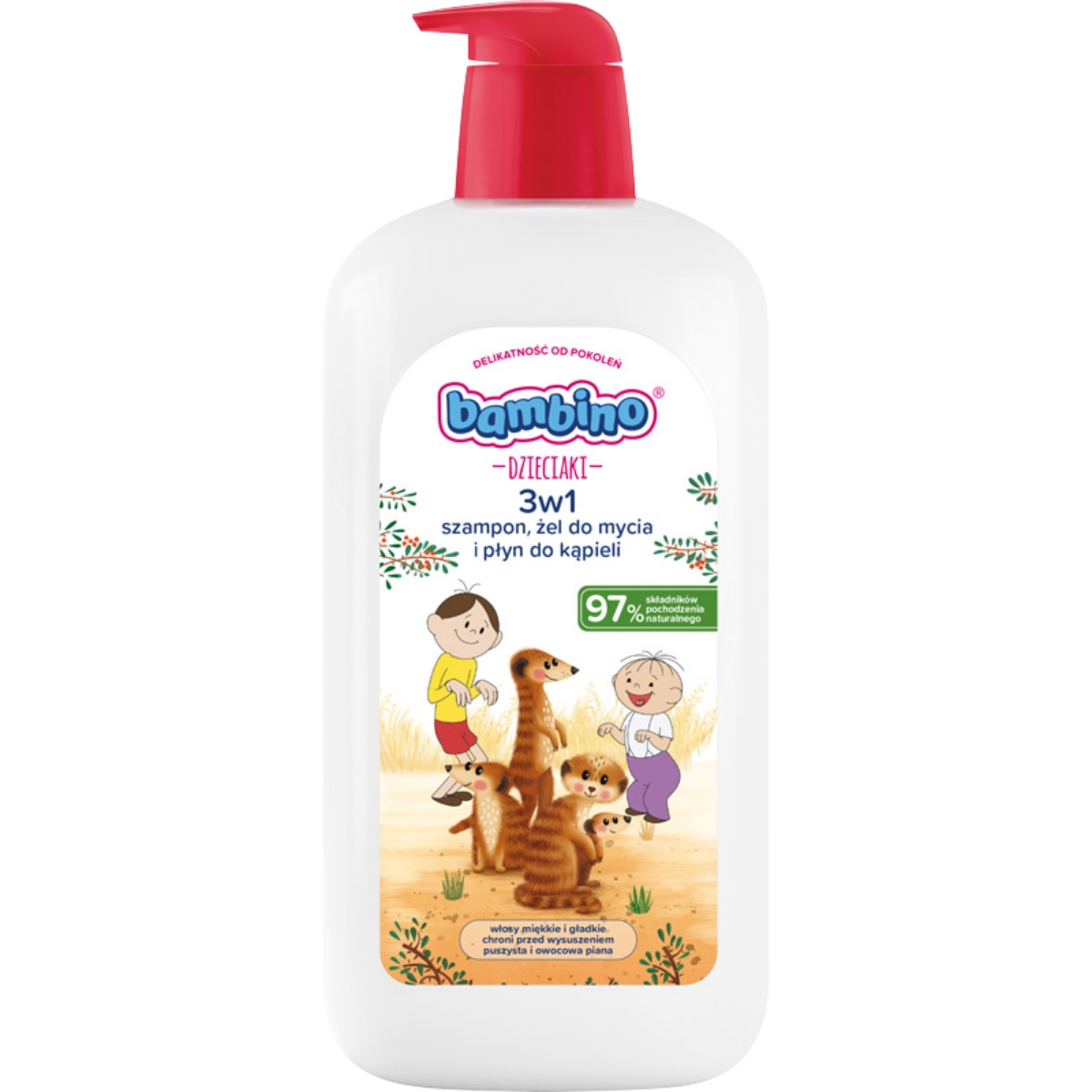Bambino Dzieciaki Żel do mycia ciała i włosów 3w1 Surykatki 1000 ml