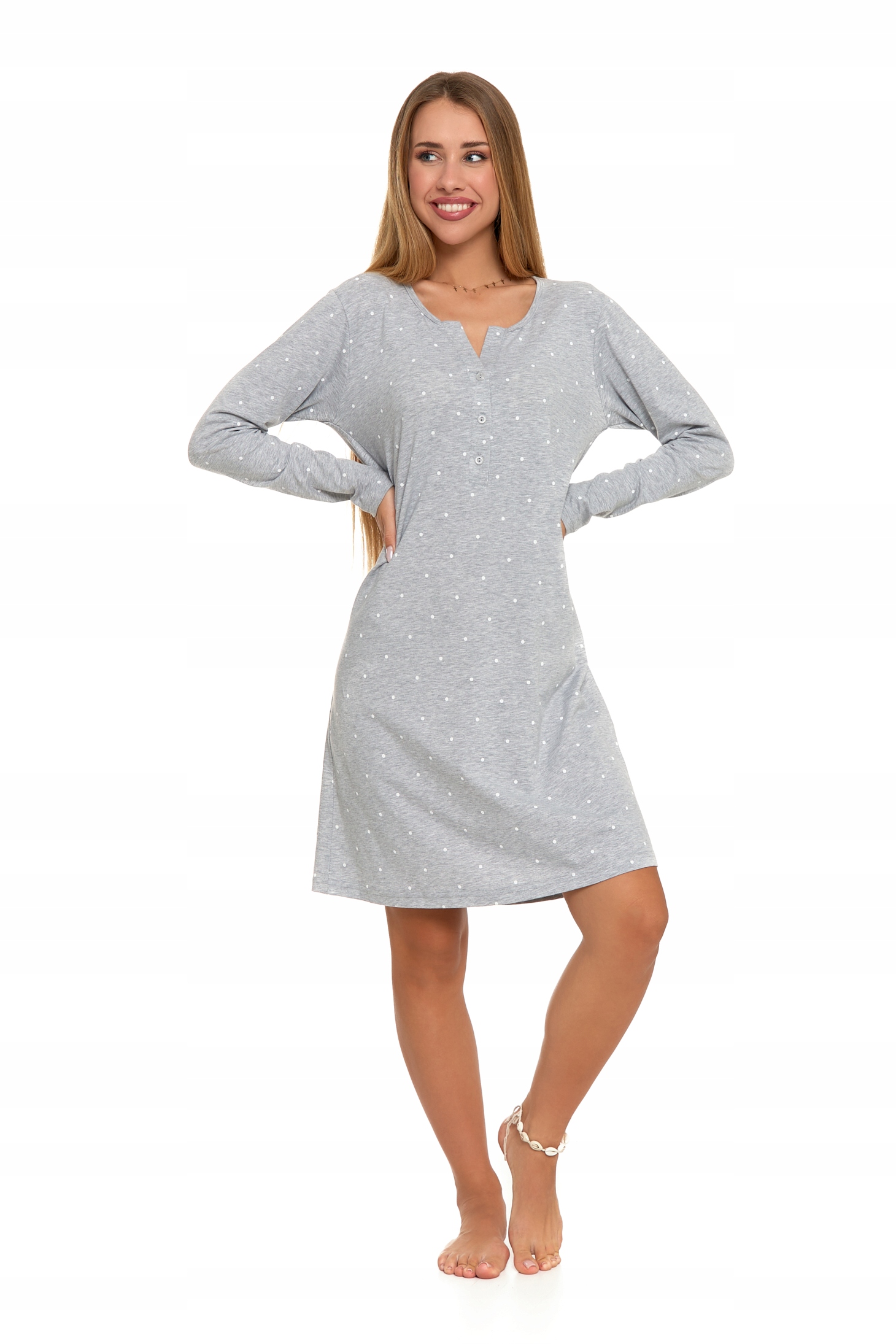 Moraj Lekka Koszula Nocna w Kropki 4300-001 4XL Długość przed kolano