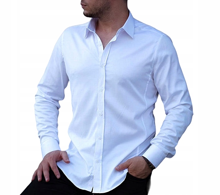 Bílá Klasická Elegantní Pánská Košile Hladká XL