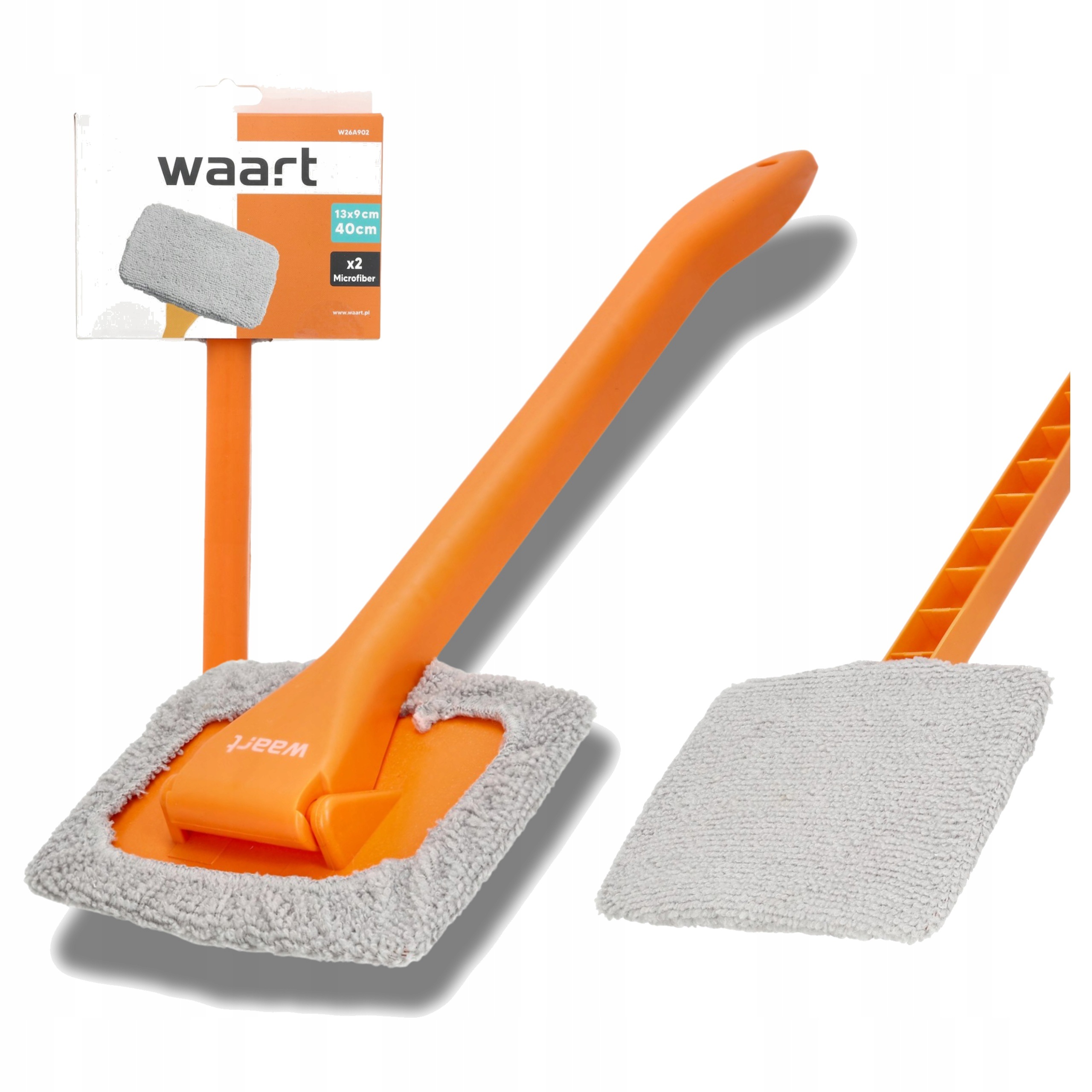 Myjka do szyb samochodowych 40 cm 2 mikrofibry okna lustra z uchwytem Waart