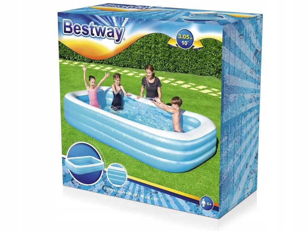 Basen Dmuchany Prostokątny Dla Dzieci 305X183X56 CM Bestway 54009