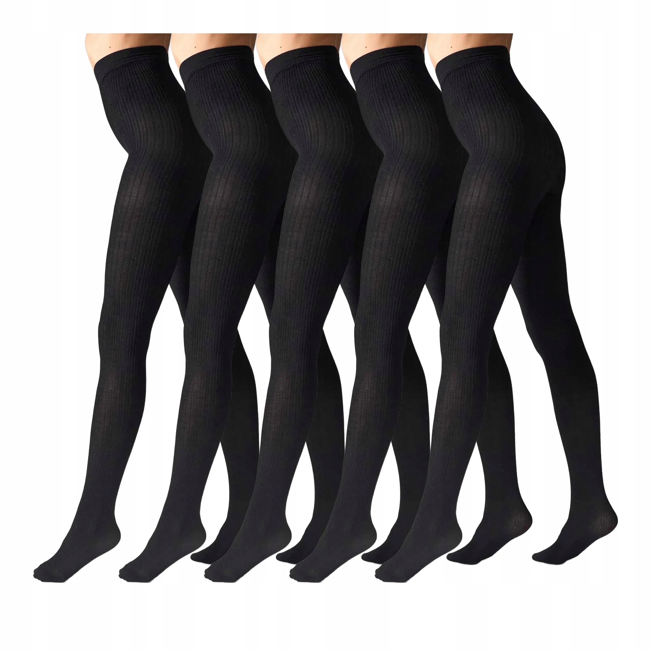5 párů Punčocháče z merino vlny s přírodním proužkem L2010 Wool 5x Černá 3-M