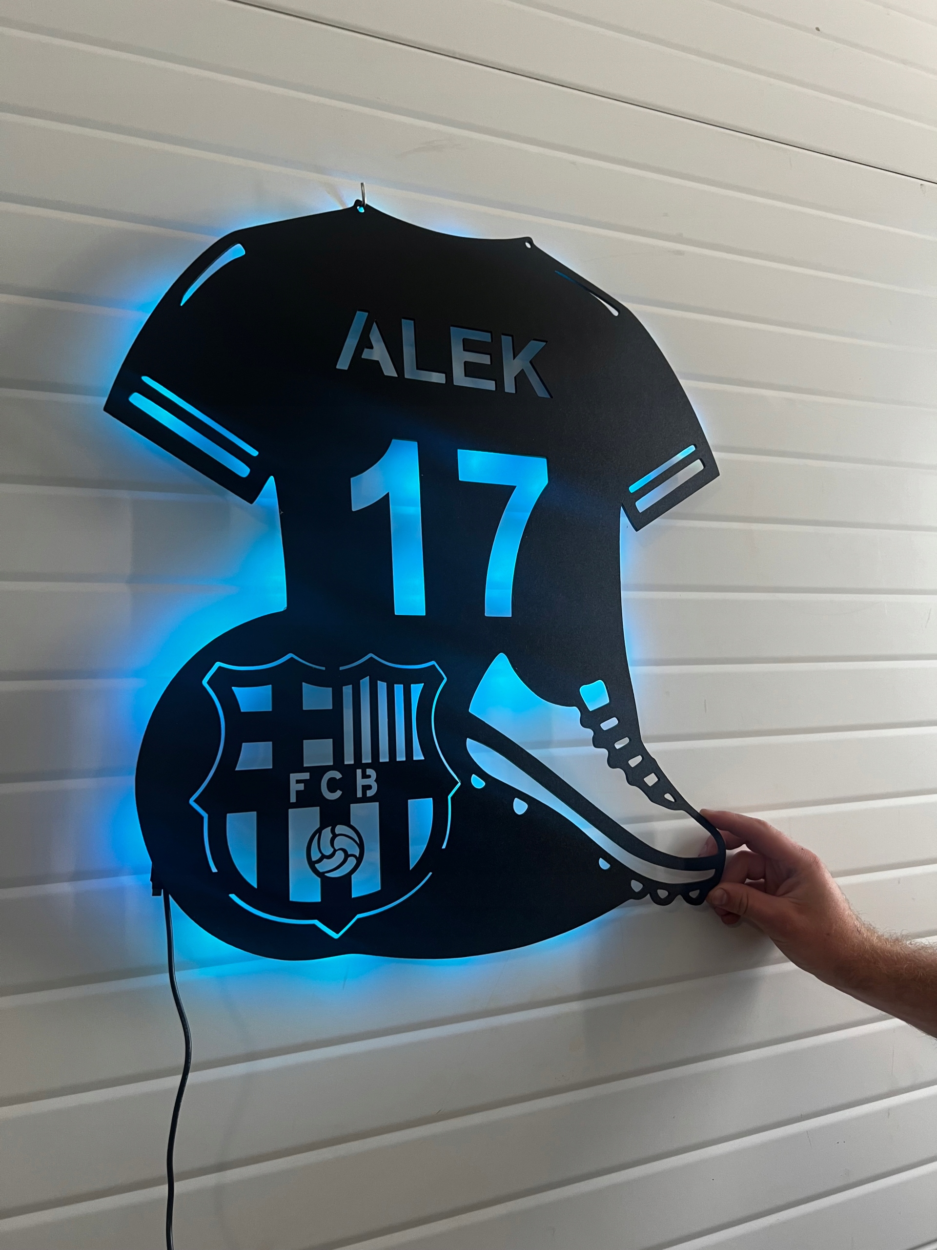 Dřevěný obraz Fotbalové tričko Barcelona Personalizovaný 3D obraz