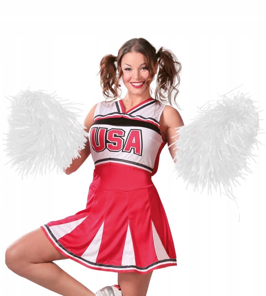 Pompony cheerleaderki białe 2 szt.