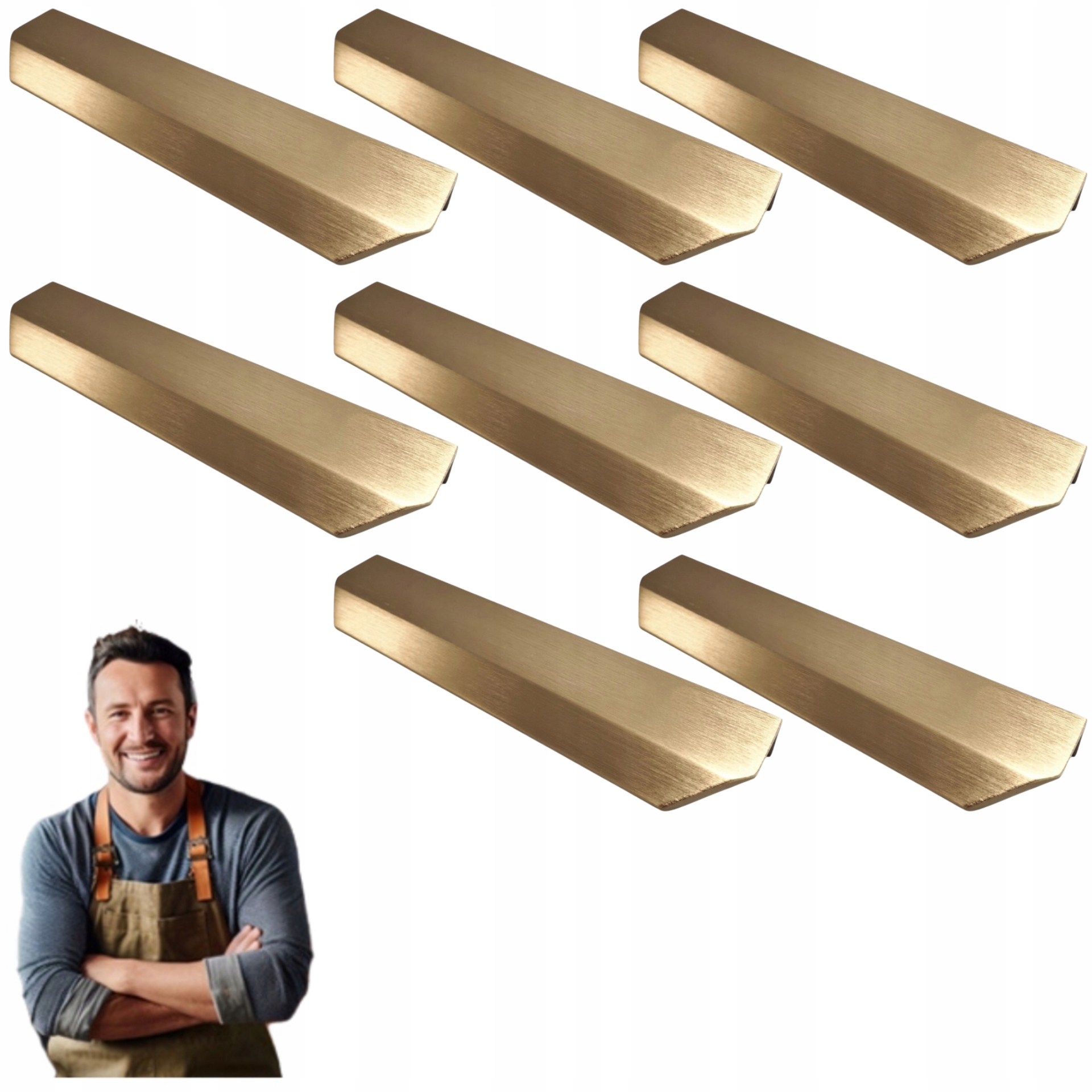 Nábytkový držiak na hrany Asami 200 mm Mosadz kartáčovaný 8ks