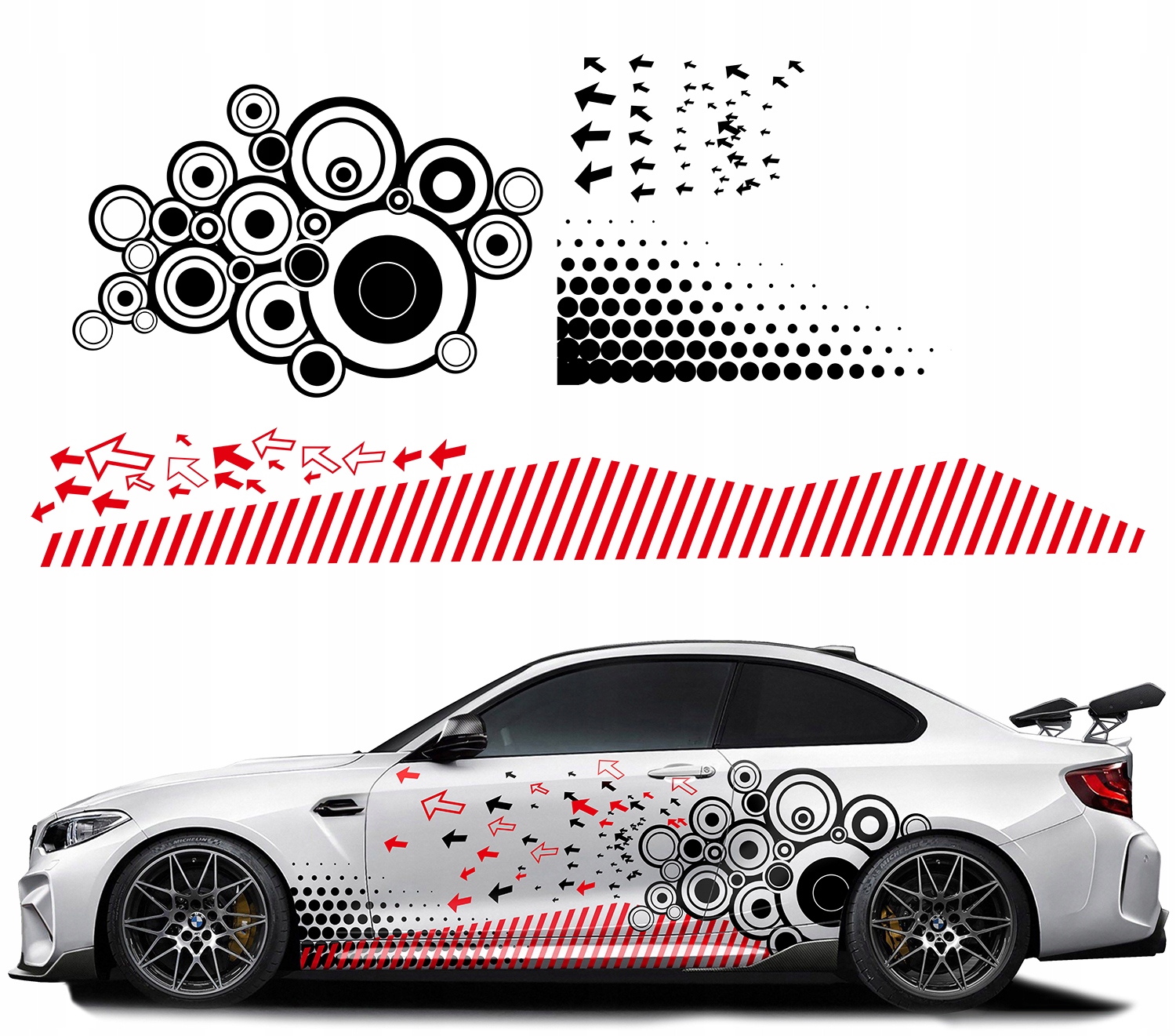 Nalepky Grafika na auto Auto Motív Kolesá Šípky Linky 90 cm x 10 m