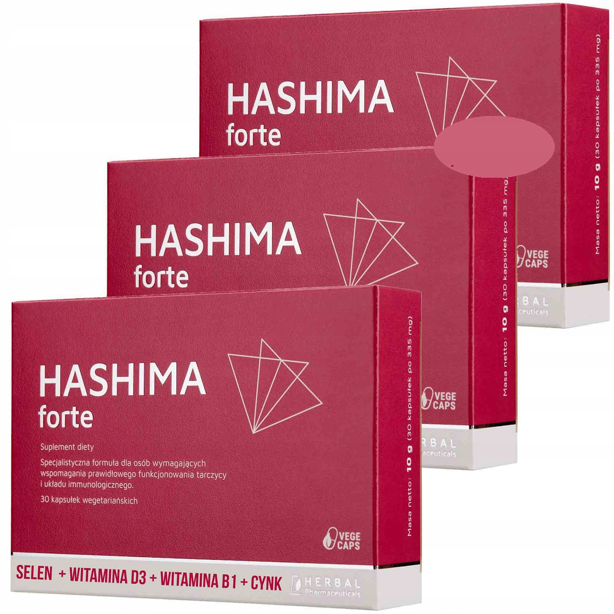 Hashima Forte 90szt. Tarczyca Hashimoto cynk selen D3 B1 3 0kaps x 3 opak