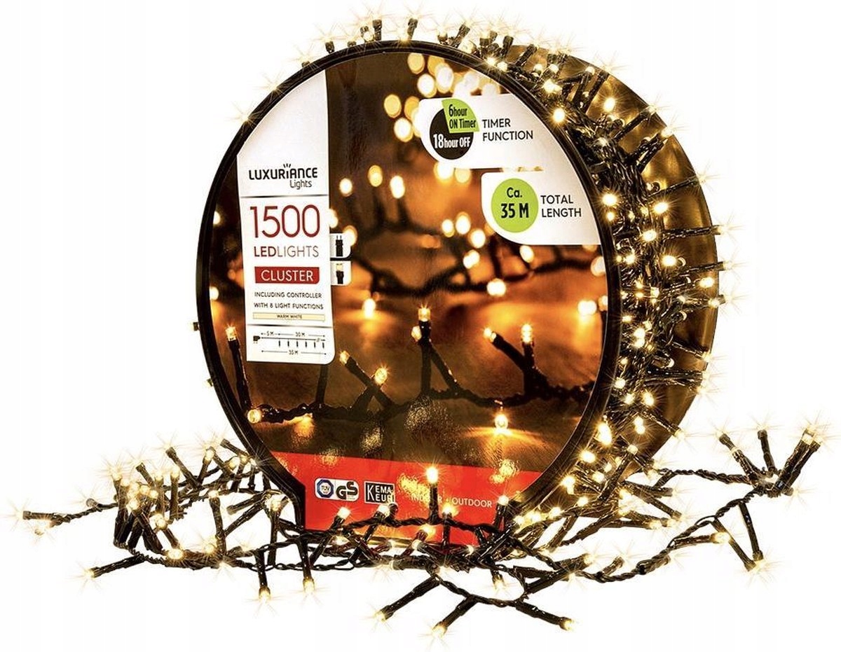 

Lampki Choinkowe XL Led 1500szt Ciepły Biały 30m