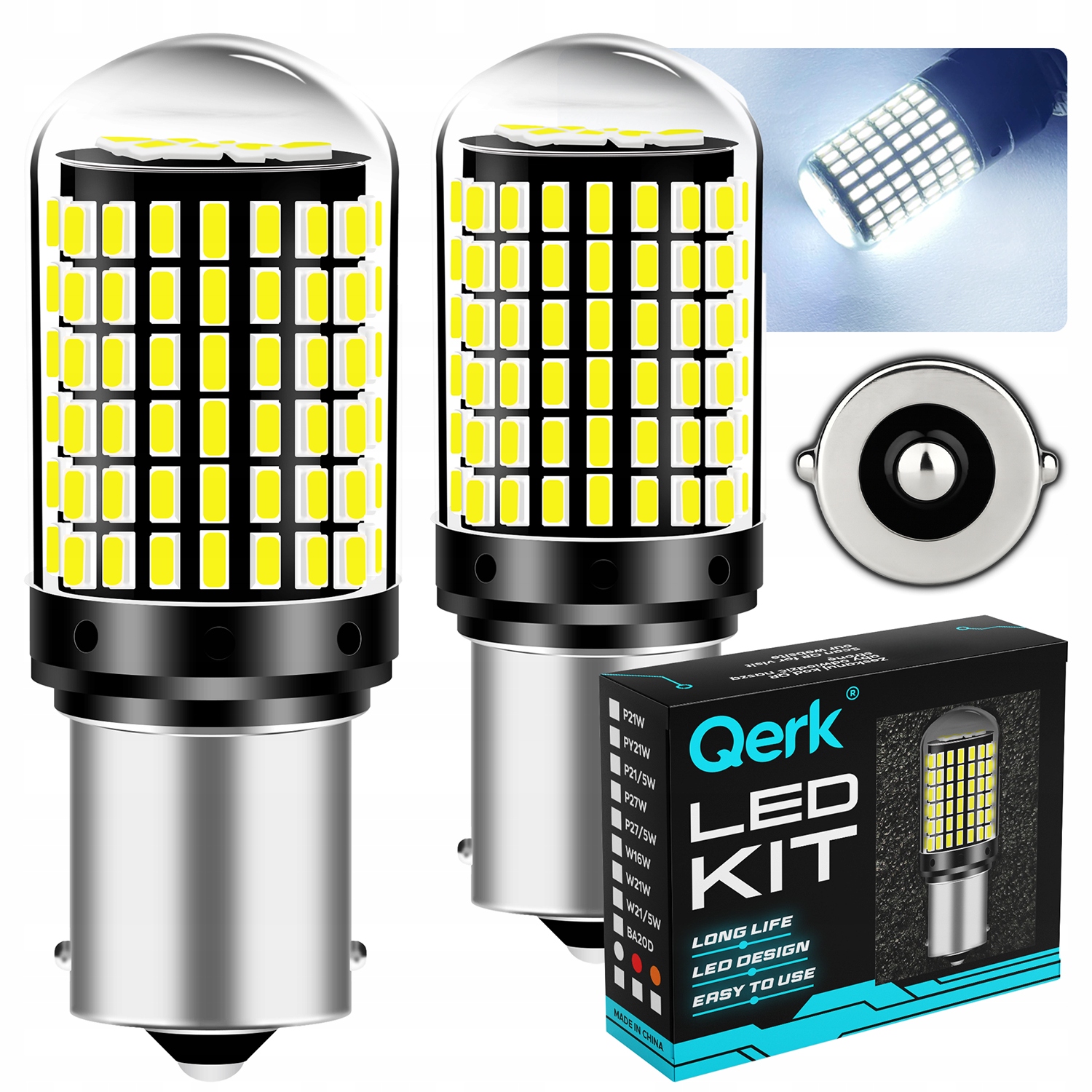 Żarówki Led P21W Qerk B144 Canbus 144 Led Wstecznego Cofania Mocne kpl.