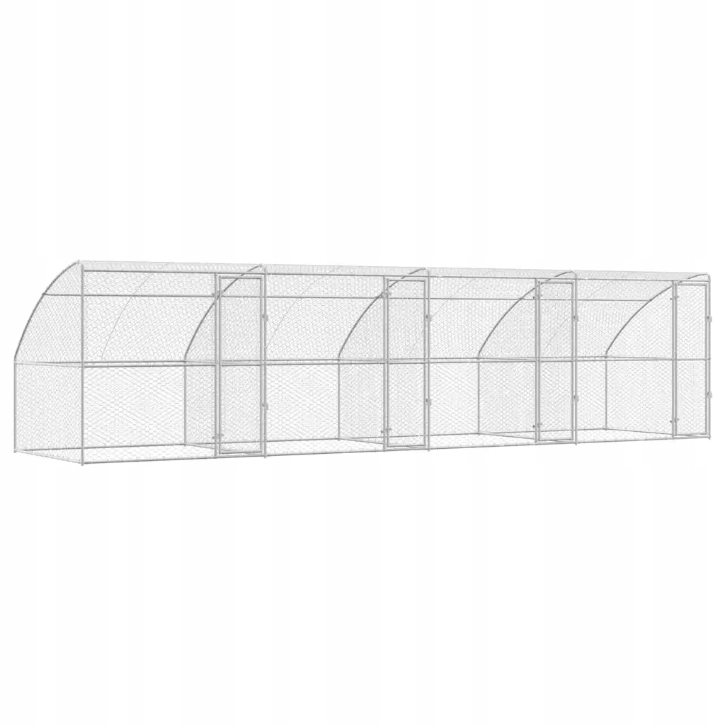 Psí kennel s úložištěm 4 pcs Stříbrná 8 x 2 x 2 m Ocel