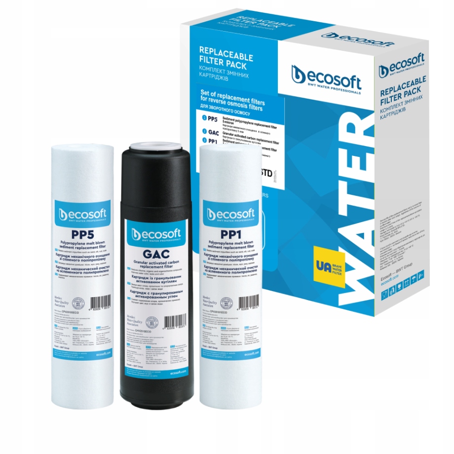 Zestaw wkładów Ecosoft do filtrów RO5, RO6, RO78, RO8 3 szt.