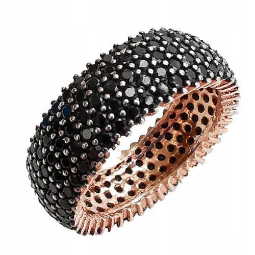 Zlatý prsten prstýnek s černými zirkony, černé drápky, zkouška 925