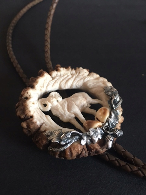 srebrny krawatnik myśliwski muflon z grandlami Kolekcja 1