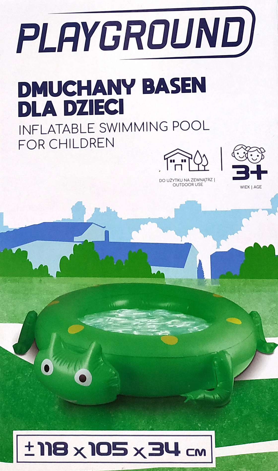 PAYGROUND BASEN DMUCHANY DLA DZIECI 3+ ŻABA Długość 118 cm