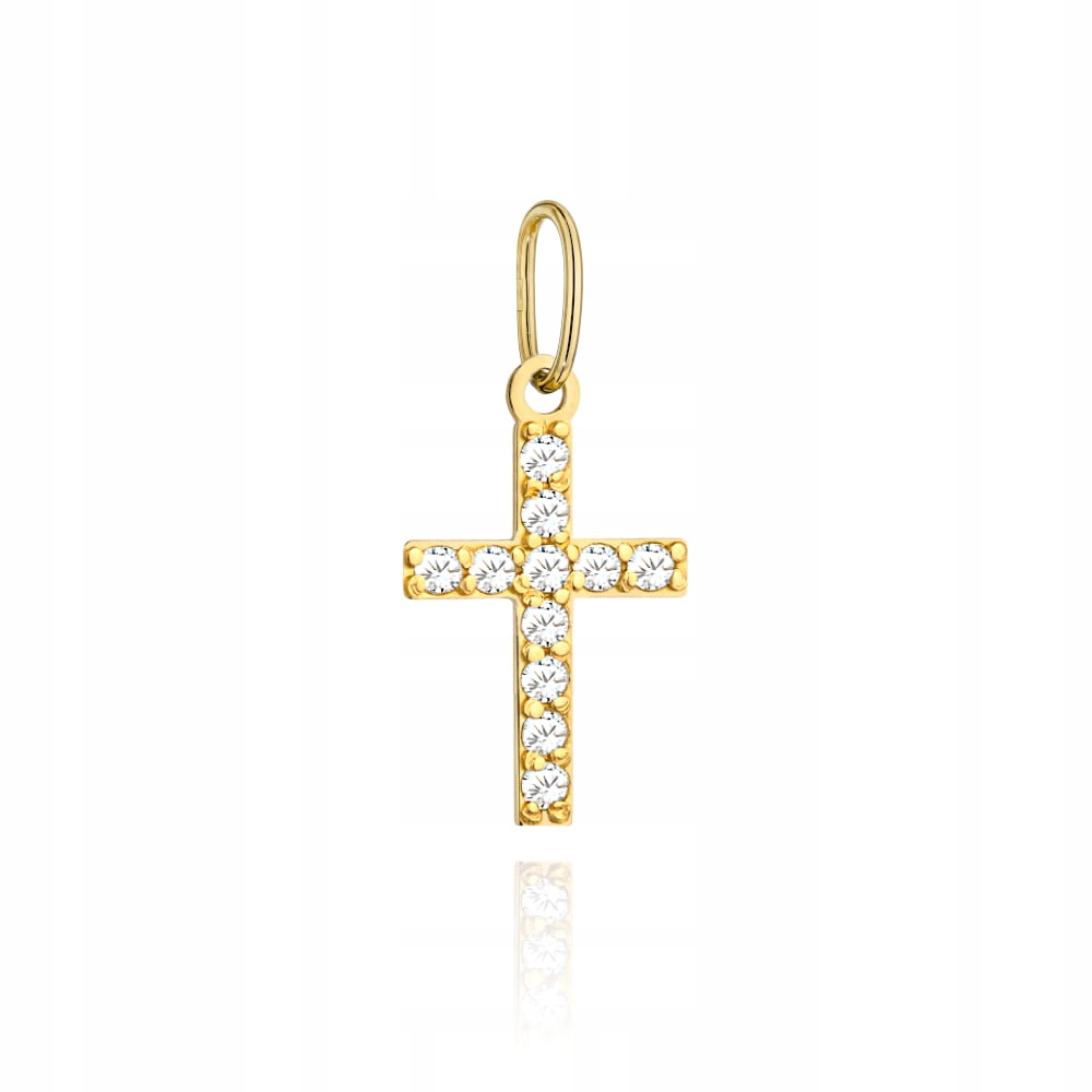 Zlatý křížek 585 zdobený zirkony je krásným dárek pro milovanou osobu