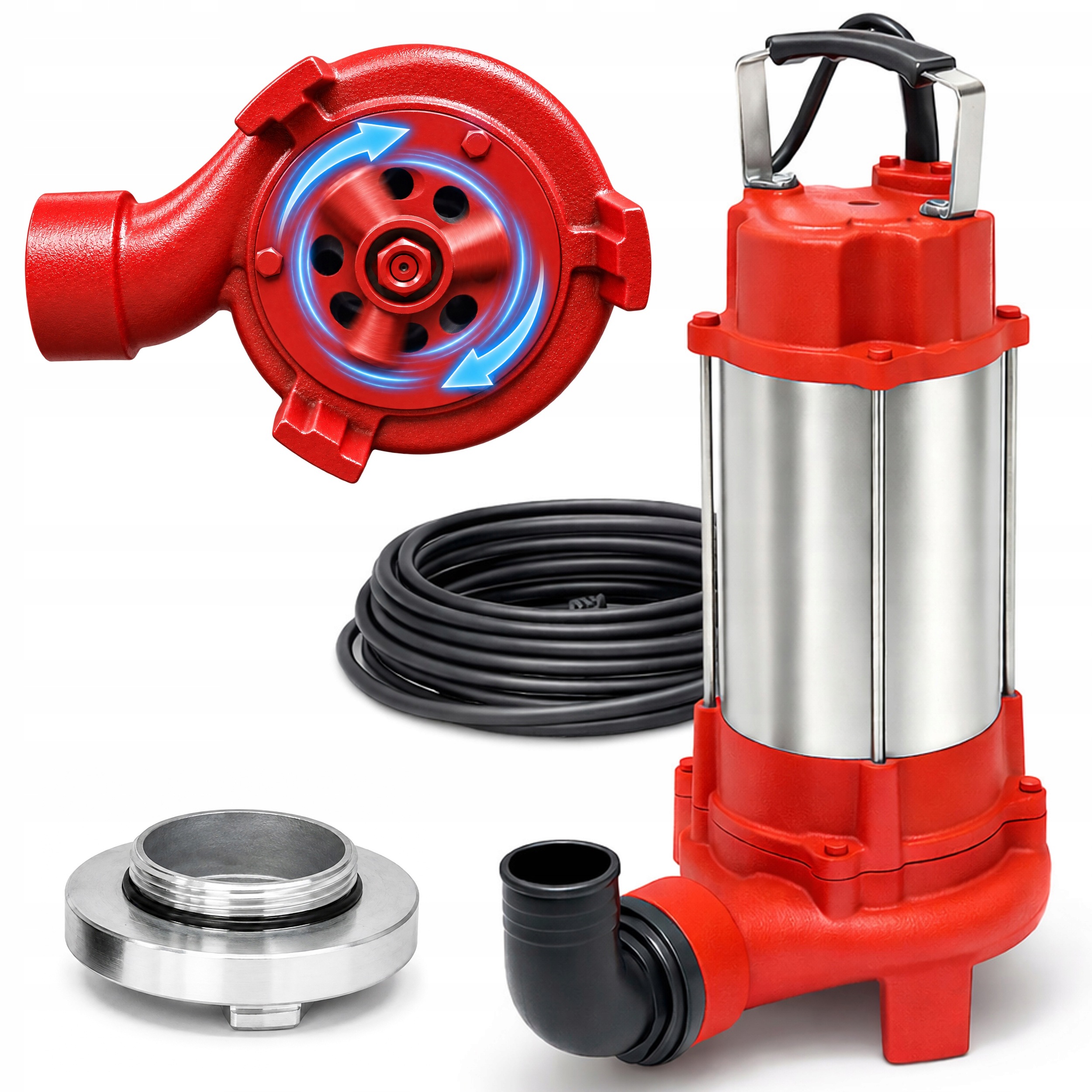 Čerpadlo Na Špinavou Vodu IP68 Nůž Drtící Výkonný Motor 18000 l/h