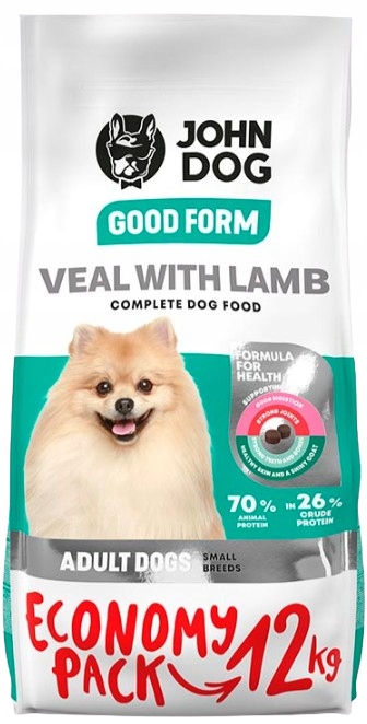 Sucha karma dla psa rasy małe Cielęcina Jagnięcina John Dog 12 kg
