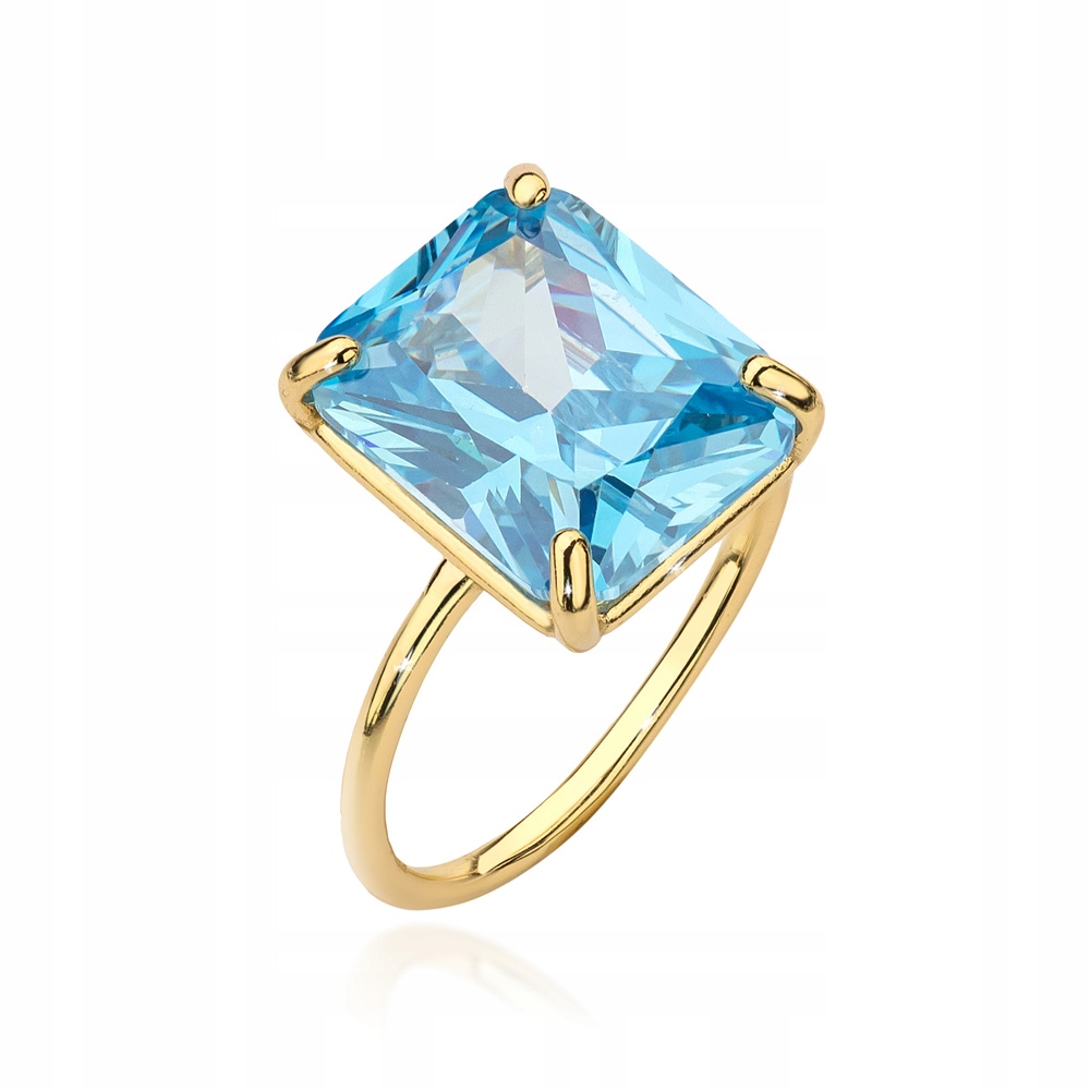 Stříbrný Prstýnek ryzost 925 Velký Zirkon Modrý Křišťál vel.18