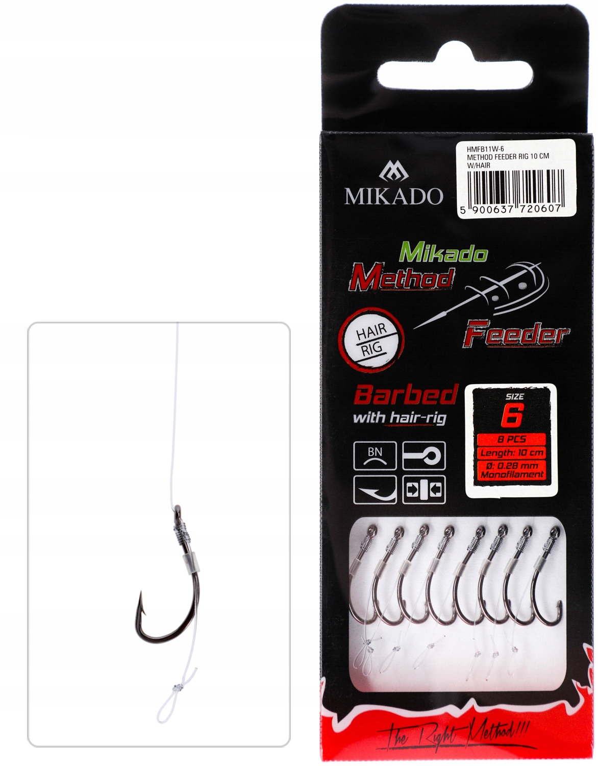 Przypon Method Feeder Z Włosem hak14, 0.20mm/10cm