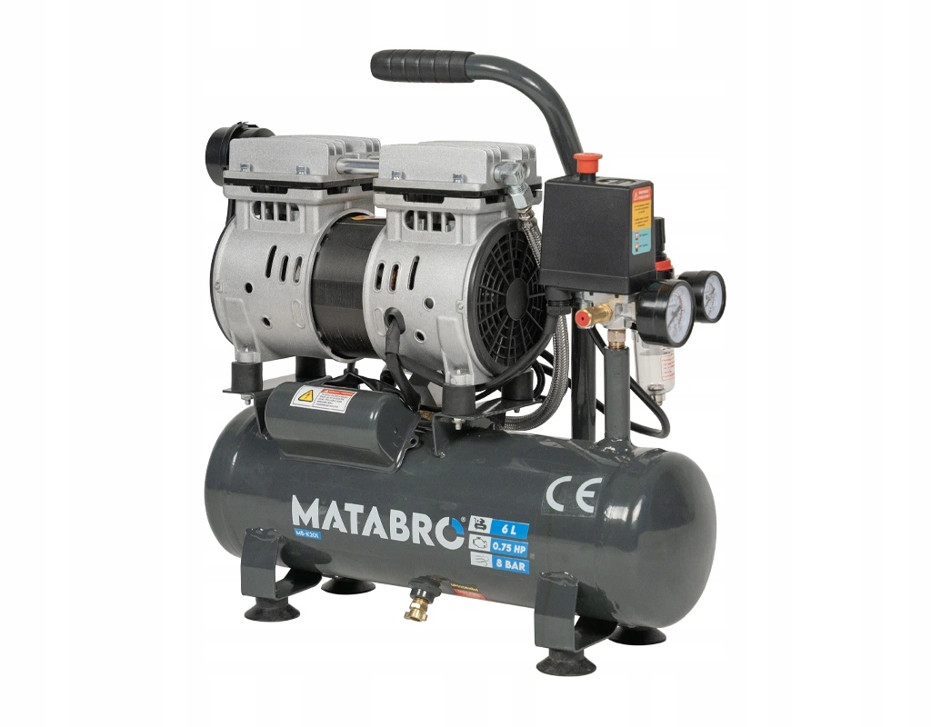 Matabro MB-K201, Bezolejový kompresor 6l, 230V, 2 piesty 550W