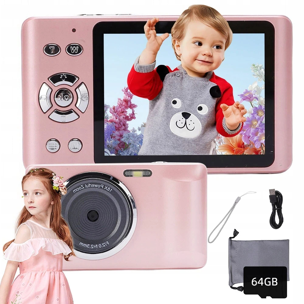 Digitální Fotoaparát 64 Mp S 18NÁSOBNÝM Zoomem A 4K Videem Pro Vloggery S 64GB Kartou