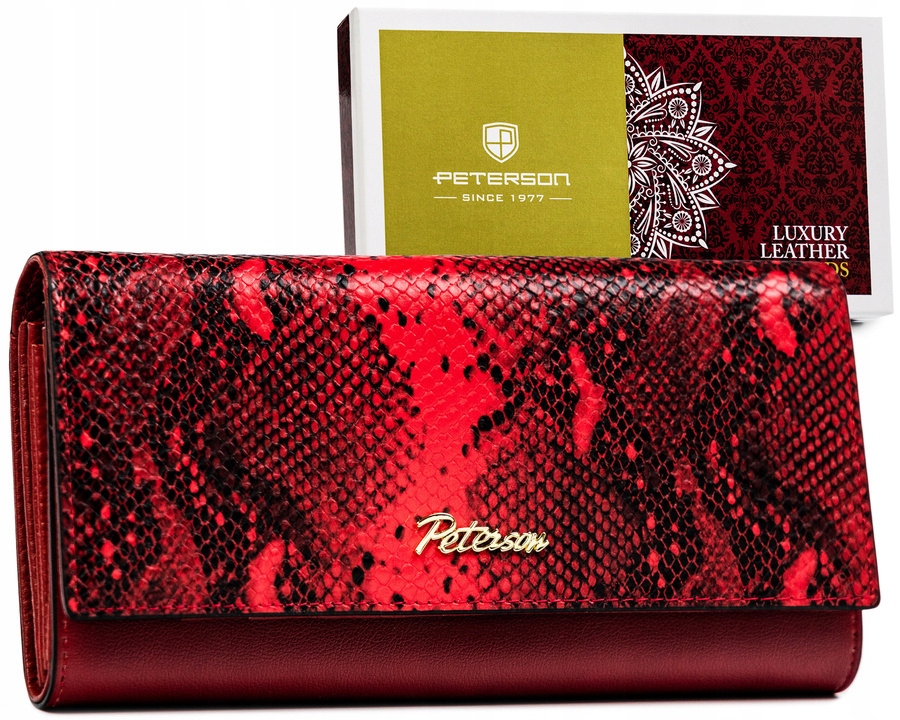 Dámská kožená peněženka s Rfid ochranou, elegantní lakovaná, prostorná Peterson