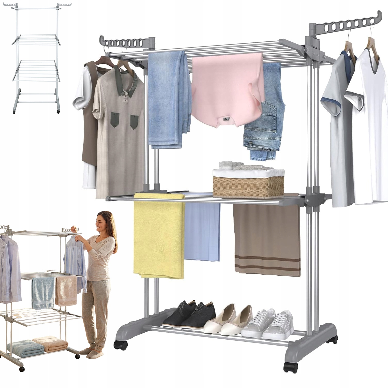 Levně Věšák Na Oblečení S Věšákem Na Boty, Volně Stojící Věšák Na Oblečení