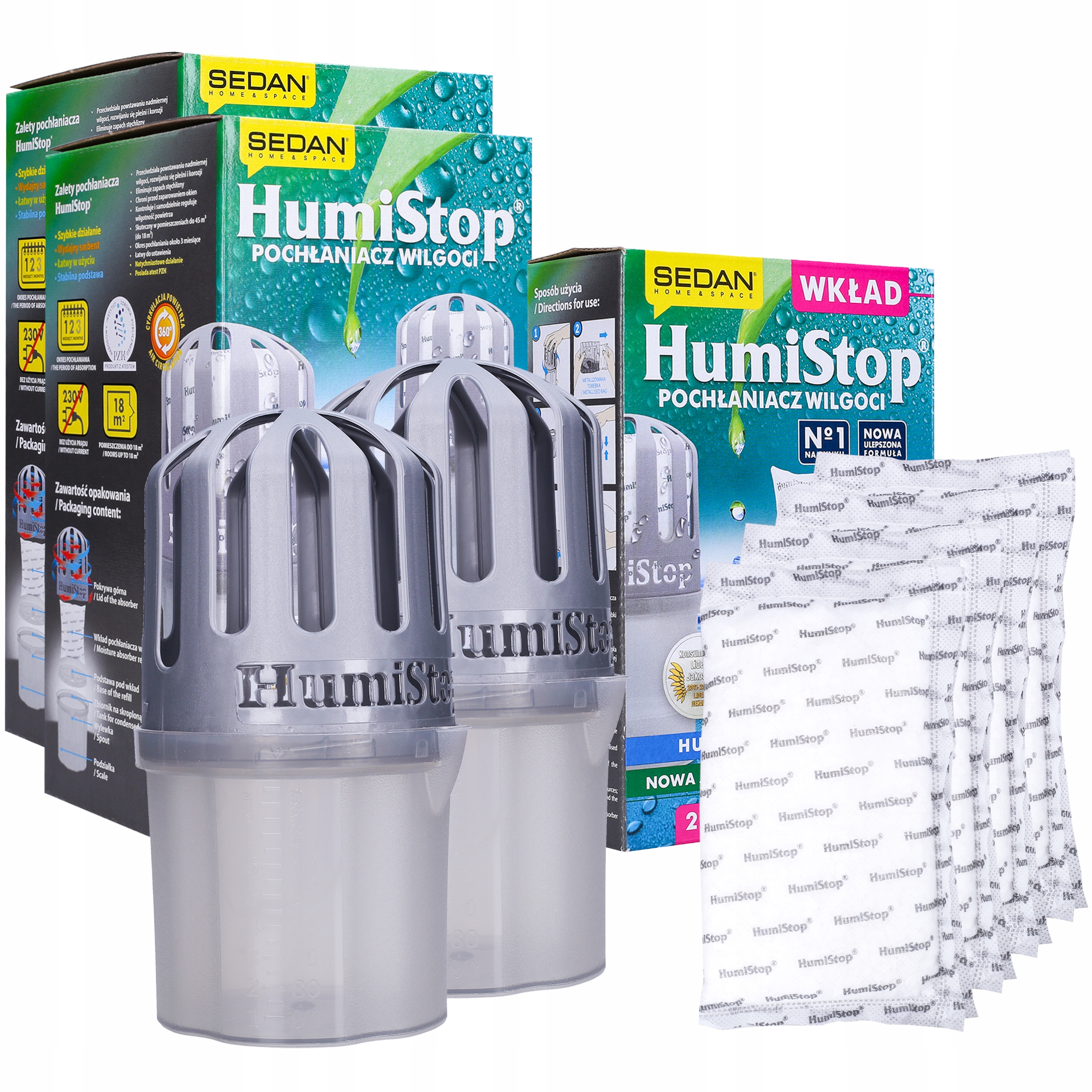 2 POCHŁANIACZE WILGOCI HUMISTOP z 4 WKŁADAMI