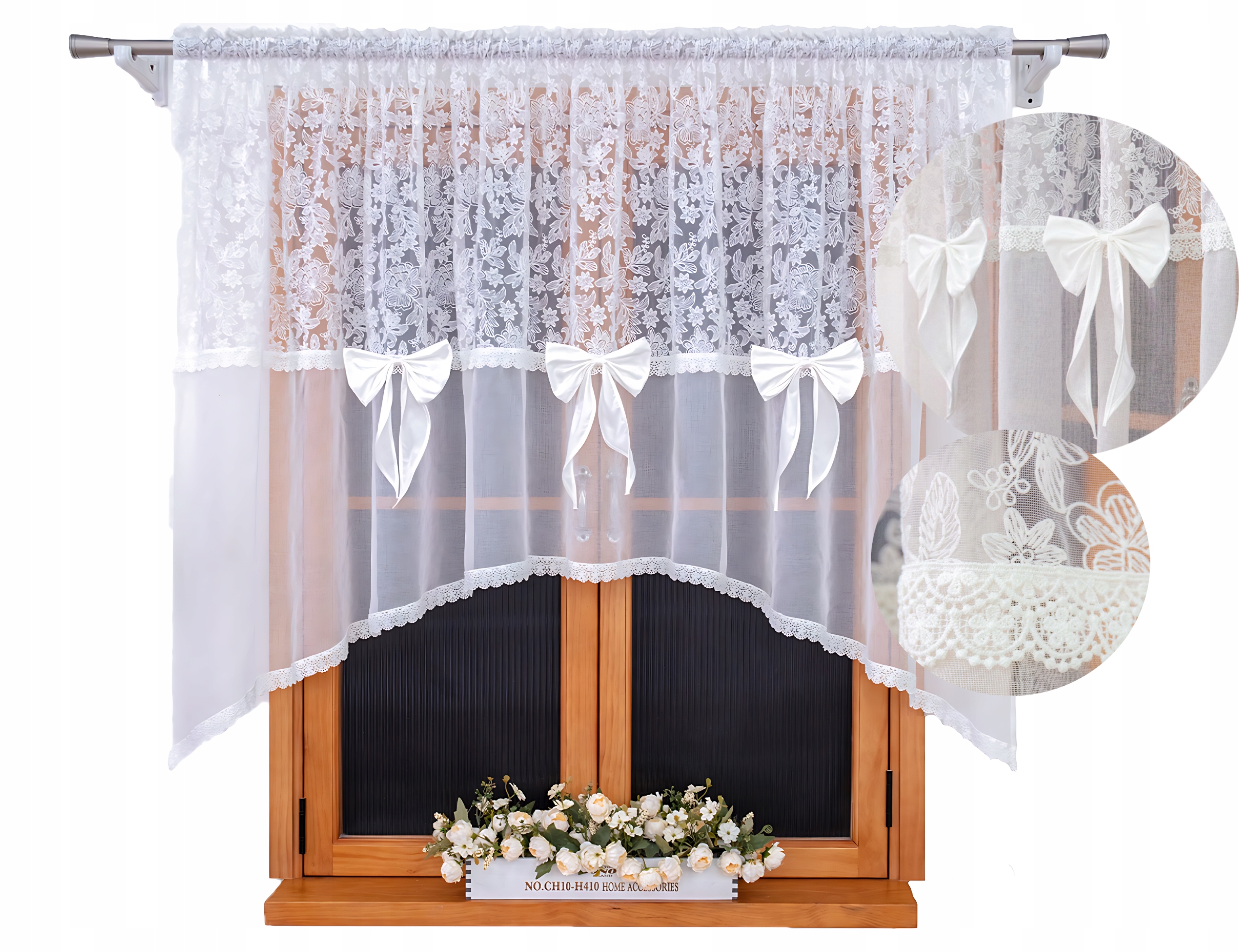 Firana Gotowa Z Markizety Na Taśmie Firanka Z Gipiura Haft 400x160 cm