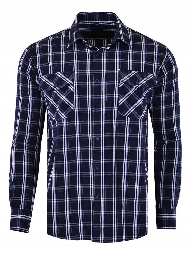 48/49 Košile Kostkovaná, Modrá, Dlouhá, Velká